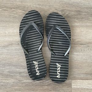 Reef Black And White Flip Flops